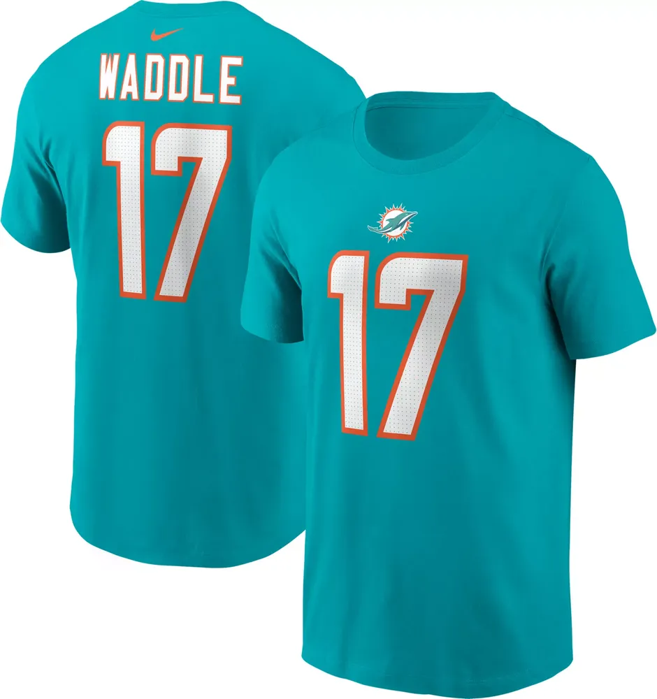 Nike Men's Miami Dolphins Jaylen Waddle #17 Aqua T-Shirt