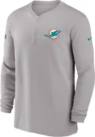 Nike Men's Miami Dolphins Sideline Pewter Grey Half-Zip Long Sleeve Top