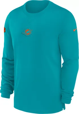 Nike Men's Miami Dolphins Sideline Player Green Long Sleeve T-Shirt