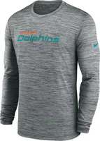 Nike Men's Miami Dolphins Sideline Velocity Dark Grey Heather Long Sleeve T-Shirt