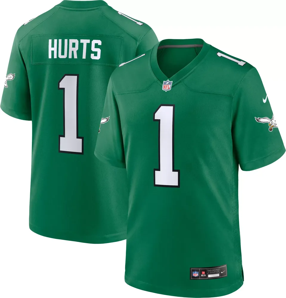 Nike Men's Philadelphia Eagles Jalen Hurts #1 Alternate Kelly Green Game Jersey