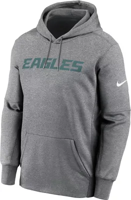 Nike Men's Philadelphia Eagles Therma-FIT Wordmark Dark Grey Heather Hoodie