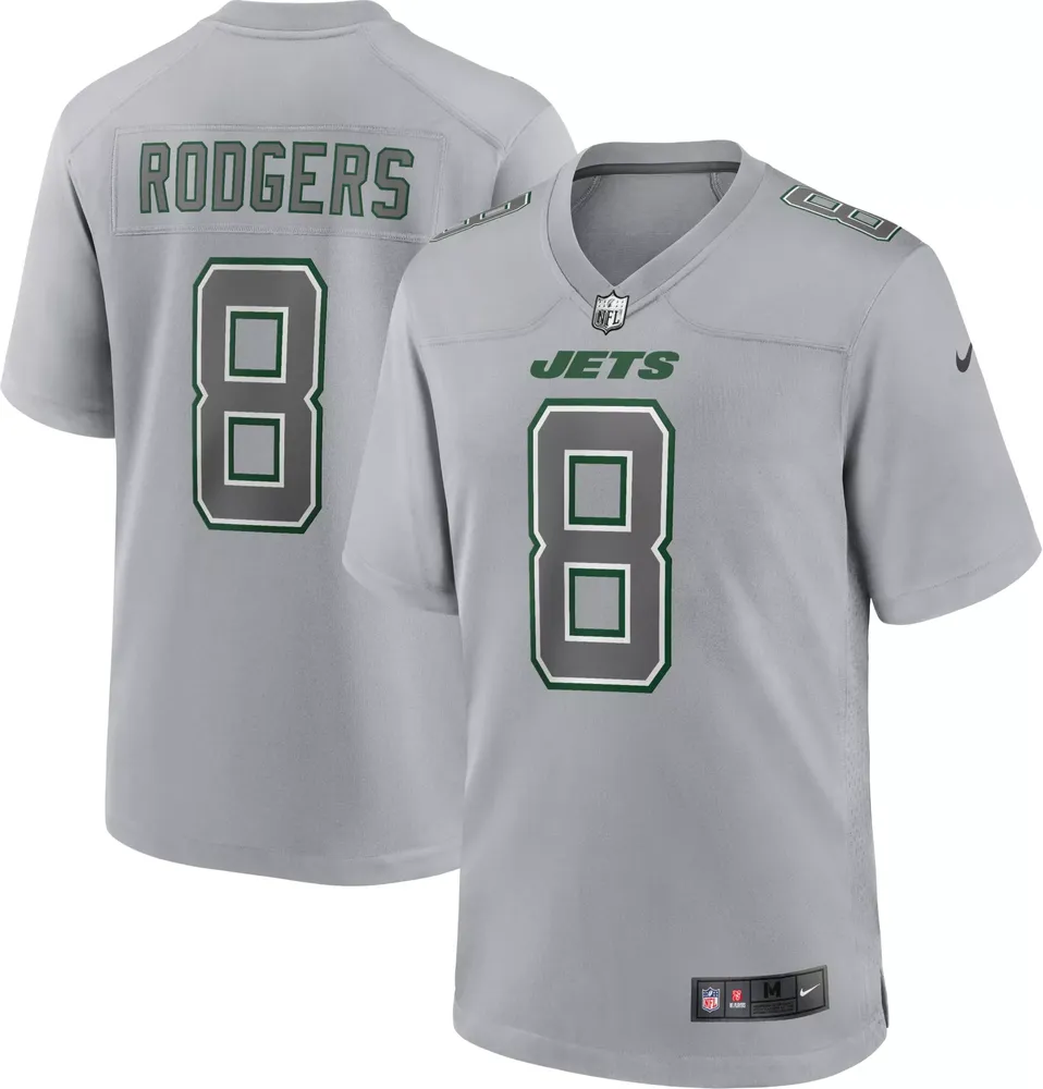 Nike Men's New York Jets Aaron Rodgers #8 Atmosphere Grey Game Jersey