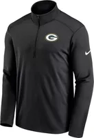 Nike Men's Green Bay Packers Logo Pacer Black Half-Zip Pullover