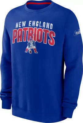 Nike Men's New England Patriots Rewind Shout Royal Crew Sweatshirt