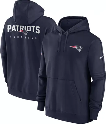 Nike Men's New England Patriots 2023 Sideline Club Navy Pullover Hoodie