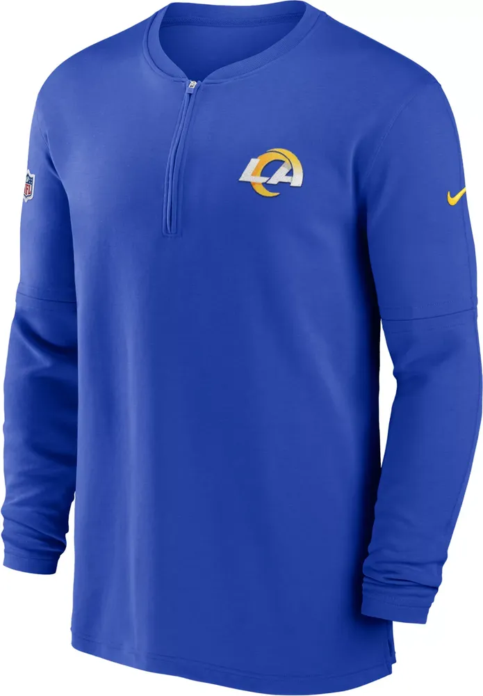 Nike Men's Los Angeles Rams Sideline Royal Half-Zip Long Sleeve Top