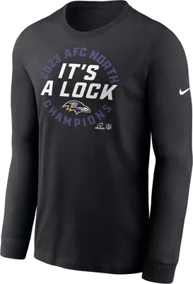 Nike Men's Baltimore Ravens 2023 AFC North Division Champions Locker Room Long Sleeve T-Shirt