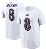 Nike Men's Baltimore Ravens Lamar Jackson #8 White T-Shirt