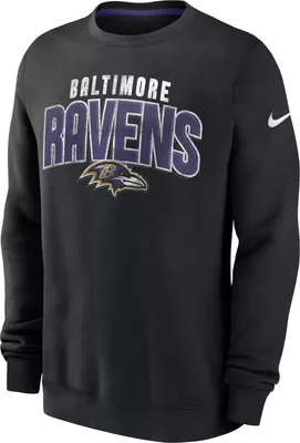 Nike Men's Baltimore Ravens Rewind Shout Black Crew Sweatshirt