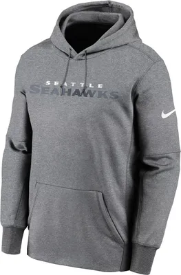 Nike Men's Seattle Seahawks Therma-FIT Wordmark Dark Grey Heather Hoodie