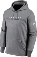 Nike Men's Seattle Seahawks Therma-FIT Wordmark Dark Grey Heather Hoodie