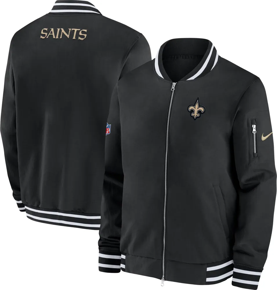 Nike Men's New Orleans Saints Sideline Coaches Black Full-Zip Bomber Jacket