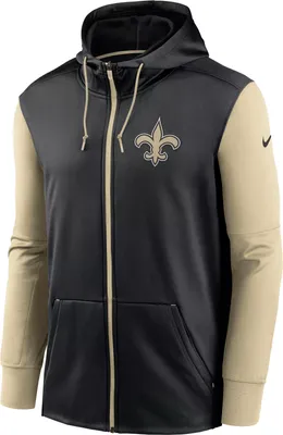 Nike Men's New Orleans Saints Therma-FIT Color Block Black Full-Zip Hoodie