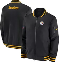 Nike Men's Pittsburgh Steelers Sideline Coaches Black Full-Zip Bomber Jacket