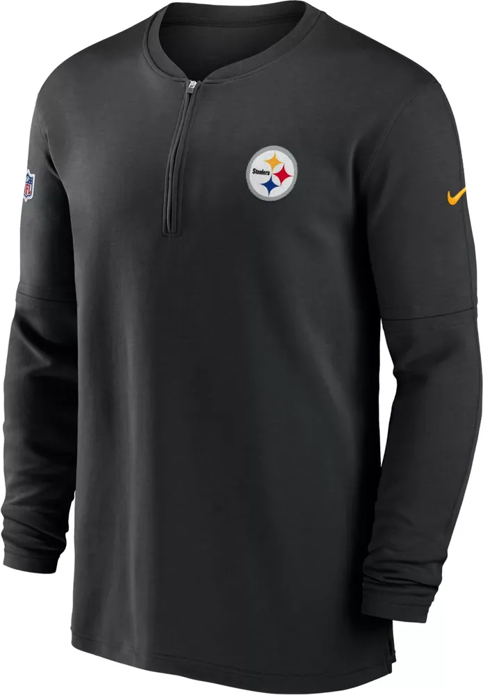 Nike Men's Pittsburgh Steelers Sideline Black Half-Zip Long Sleeve Top