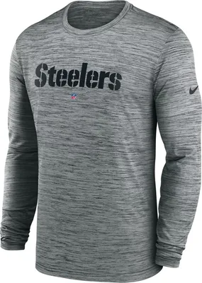 Nike Men's Pittsburgh Steelers Sideline Velocity Dark Grey Heather Long Sleeve T-Shirt