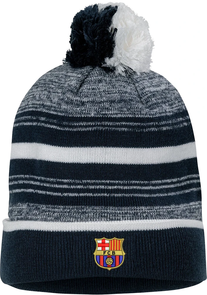 Nike FC Barcelona Stripe Navy Pom Knit Beanie