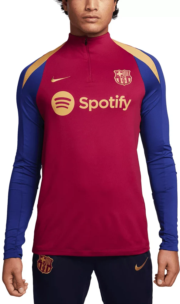 Nike Adult FC Barcelona Strike Drill Red Quarter-Zip Pullover Shirt