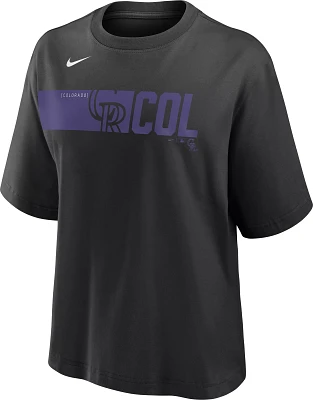 Nike Women's Colorado Rockies Black Knock Boxy T-Shirt