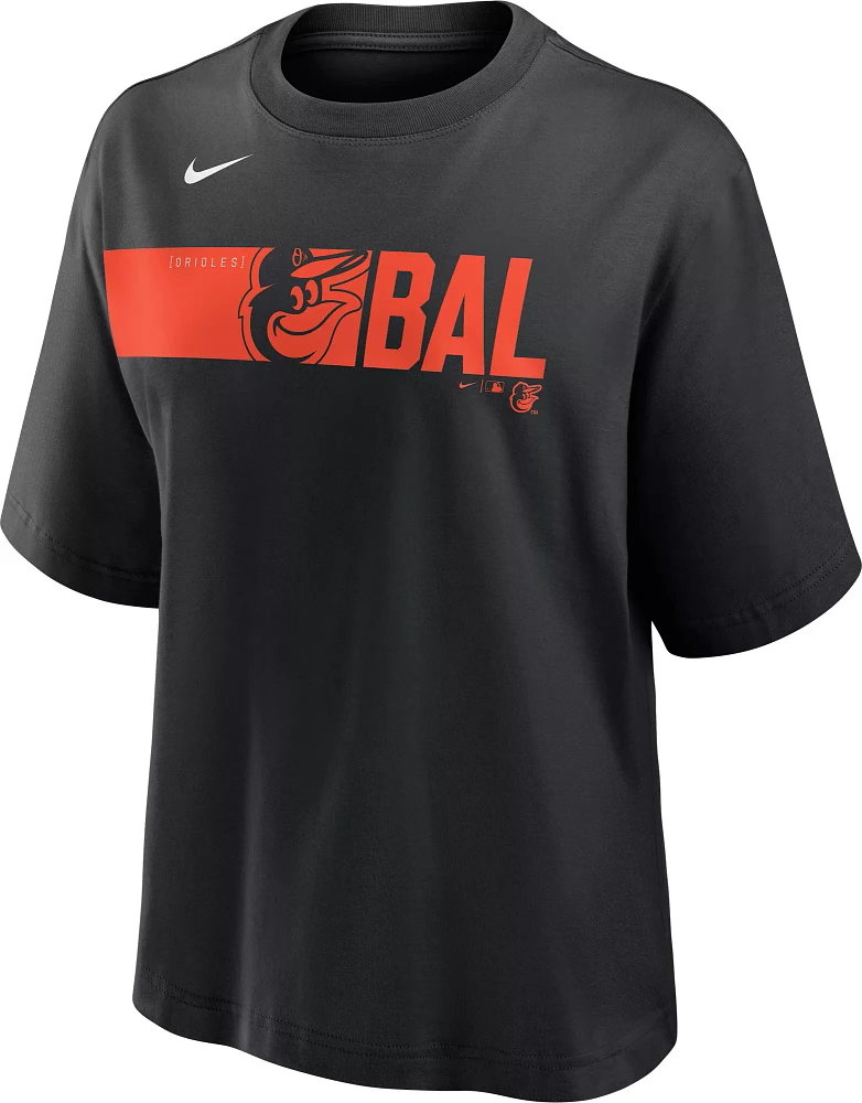 Nike Women's Baltimore Orioles Black Knock Boxy T-Shirt