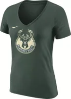 Nike Women's Milwaukee Bucks Green Logo V-Neck T-Shirt