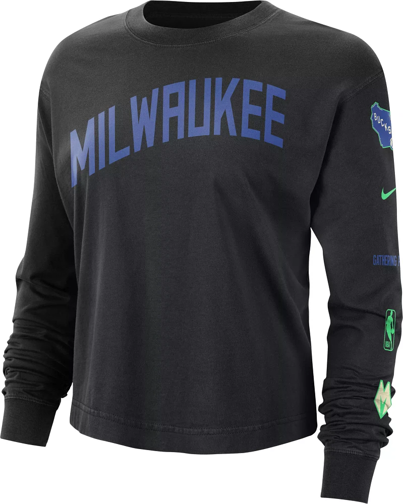 Nike Women's 2023-24 City Edition Milwaukee Bucks Black Boxy Long Sleeve T-Shirt