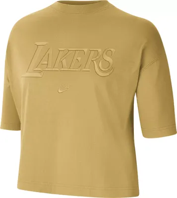 Nike Women's Los Angeles Lakers Yellow Essential Courtside Boxy T-Shirt