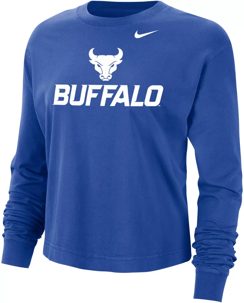 Nike Women's Buffalo Bulls Blue Boxy Cropped Long Sleeve T-Shirt