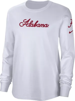 Nike Women's Alabama Crimson Tide White Cotton Letterman Long Sleeve T-Shirt