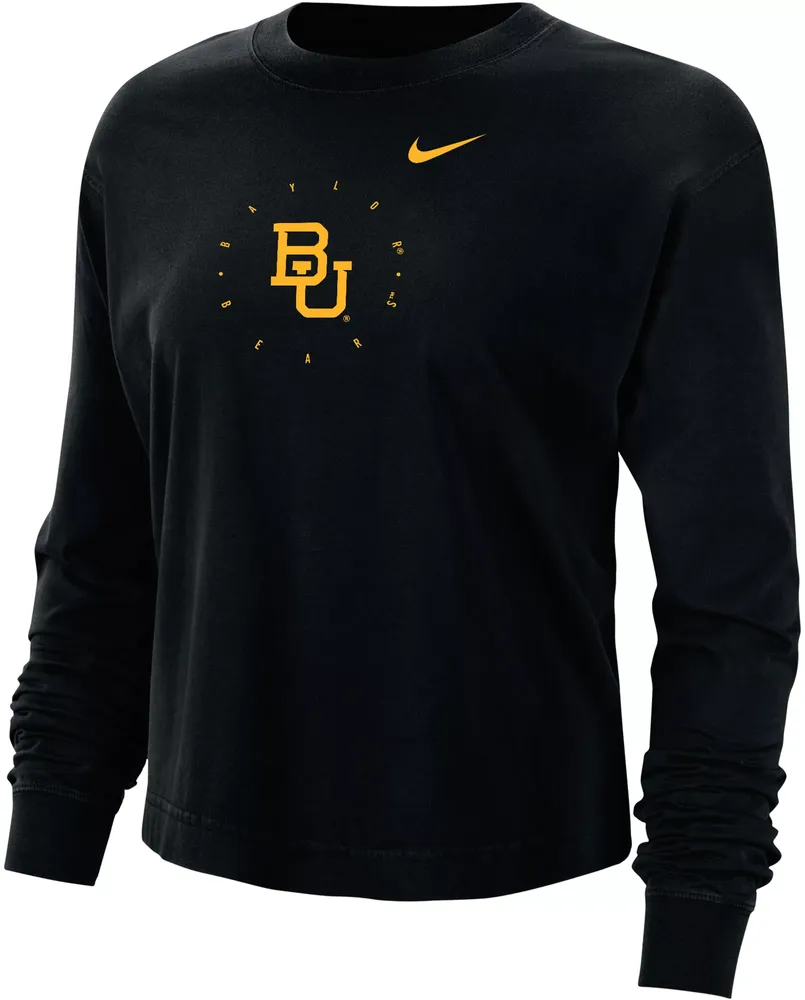 Nike Women's Baylor Bears Black Boxy Cropped Long Sleeve T-Shirt