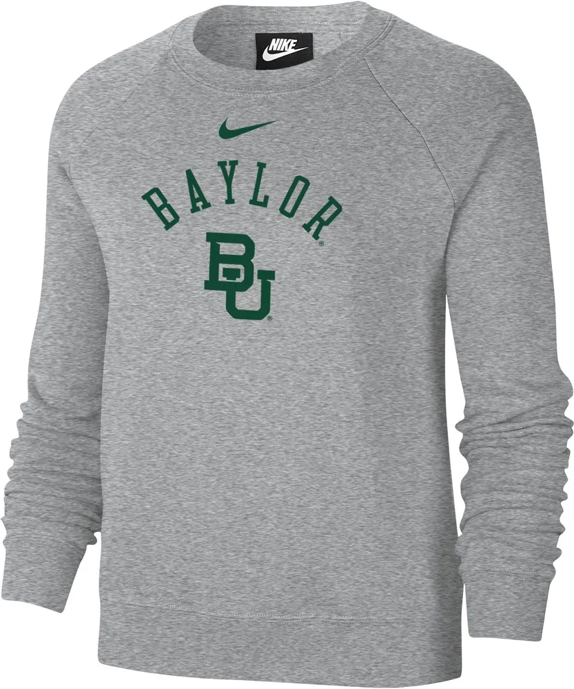 Nike Women's Baylor Bears Grey Varsity Arch Logo Crew Neck Sweatshirt