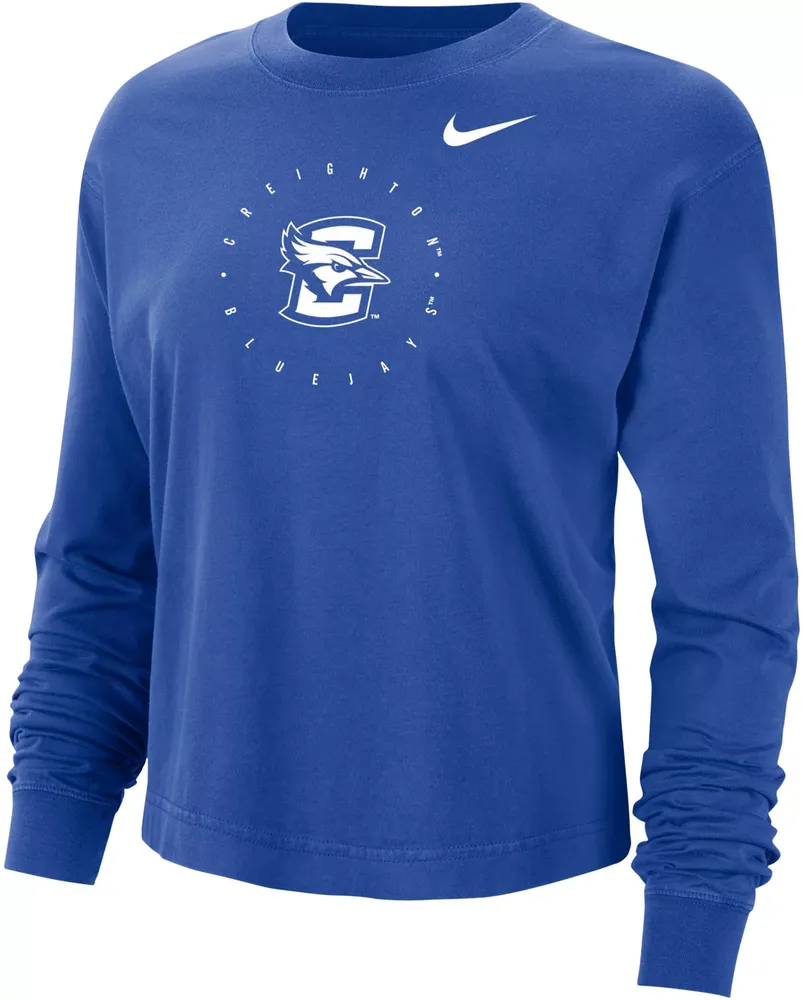 Nike Women's Creighton Bluejays Blue Boxy Cropped Long Sleeve T-Shirt