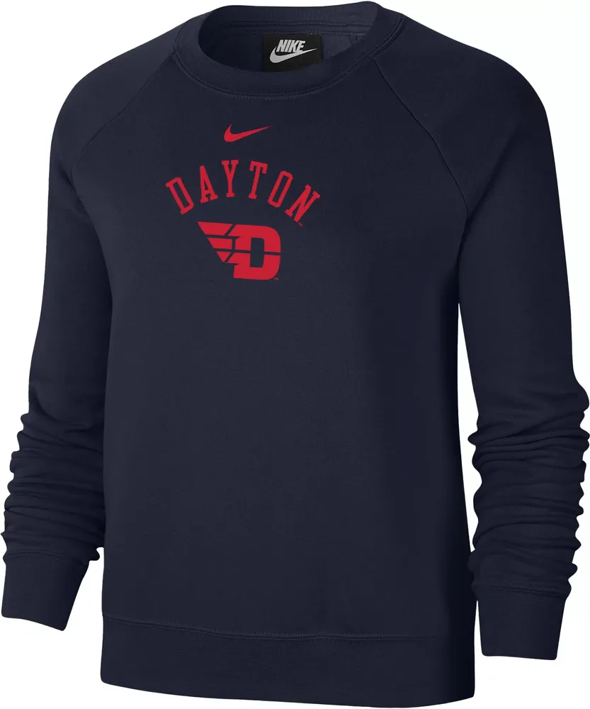 Nike Women's Dayton Flyers Blue Varsity Arch Logo Crew Neck Sweatshirt