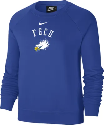 Nike Women's Florida Gulf Coast Eagles Cobalt Blue Varsity Arch Logo Crew Neck Sweatshirt