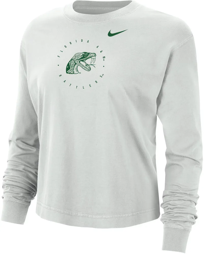 Nike Women's Florida A&M Rattlers Grey Boxy Cropped Long Sleeve T-Shirt