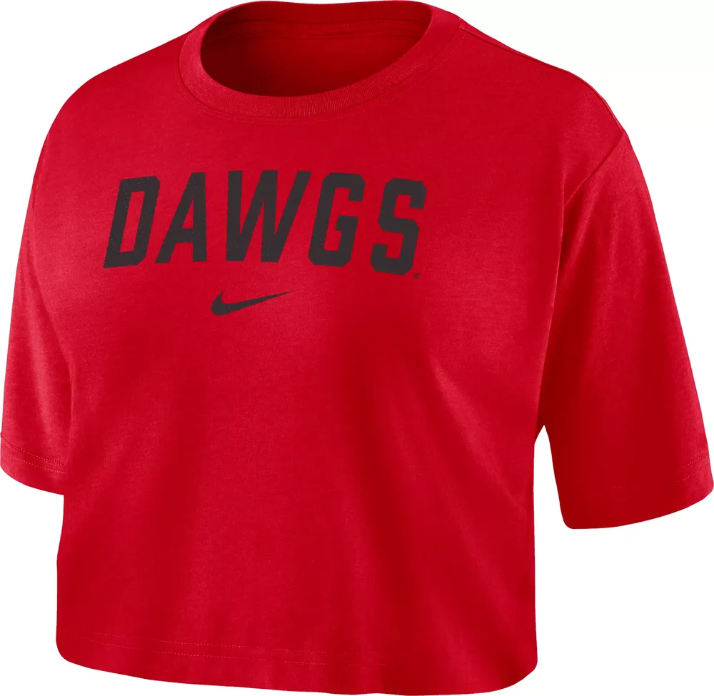 Nike Women's Georgia Bulldogs Red Dri-FIT Logo Cropped T-Shirt