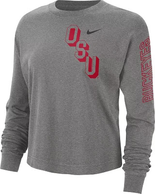 Nike Women's Ohio State Buckeyes Grey Heritage Boxy Long Sleeve T-Shirt