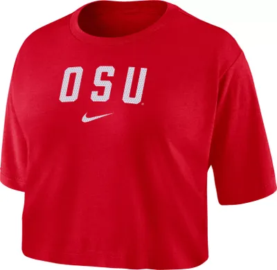 Nike Women's Ohio State Buckeyes Scarlet Dri-FIT Logo Cropped T-Shirt