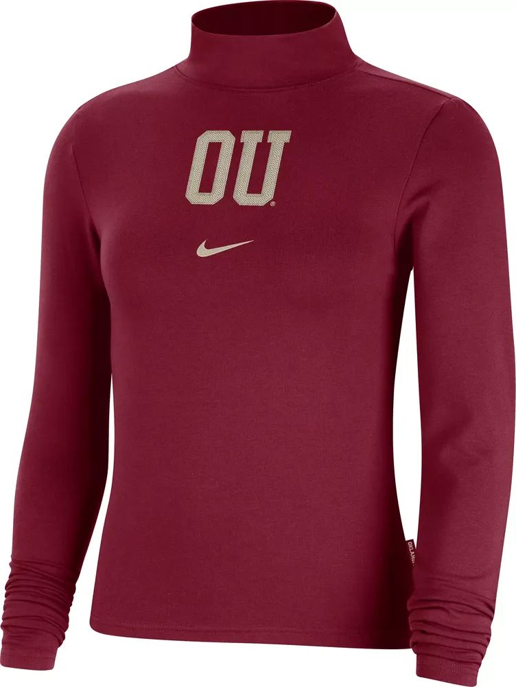 Nike Women's Oklahoma Sooners Crimson Essential Mock Neck Long Sleeve Shirt