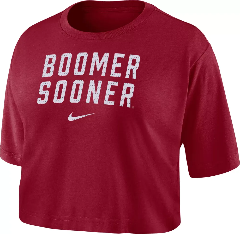 Nike Women's Oklahoma Sooners Crimson Dri-FIT Logo Cropped T-Shirt