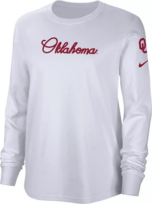 Nike Women's Oklahoma Sooners White Cotton Letterman Long Sleeve T-Shirt