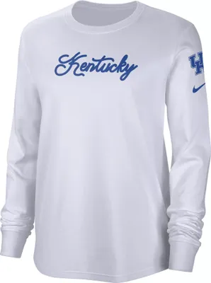 Nike Women's Kentucky Wildcats White Cotton Letterman Long Sleeve T-Shirt