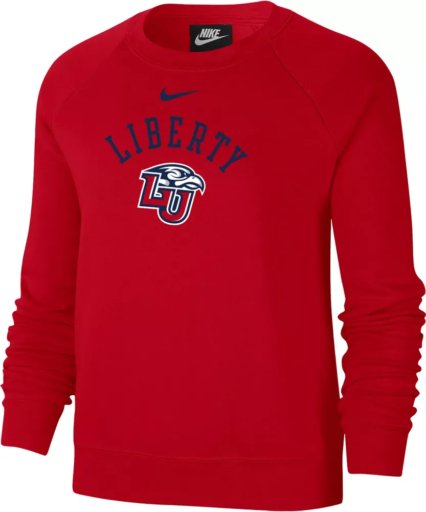Nike Women's Liberty Flames Red Varsity Arch Logo Crew Neck Sweatshirt