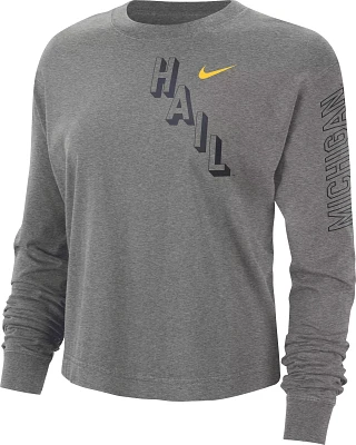 Nike Women's Michigan Wolverines Grey Heritage Boxy Long Sleeve T-Shirt