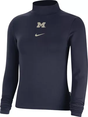 Nike Women's Michigan Wolverines Blue Essential Mock Neck Long Sleeve Shirt