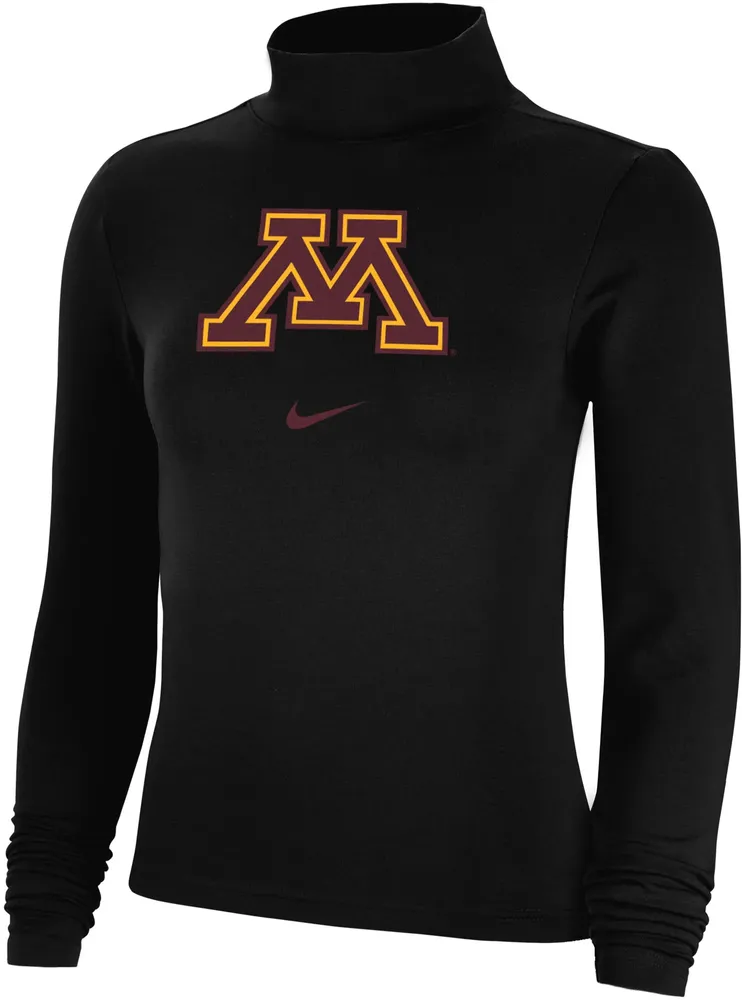 Nike Men's Minnesota Golden Gophers Black Essential Mock Neck Long Sleeve Shirt