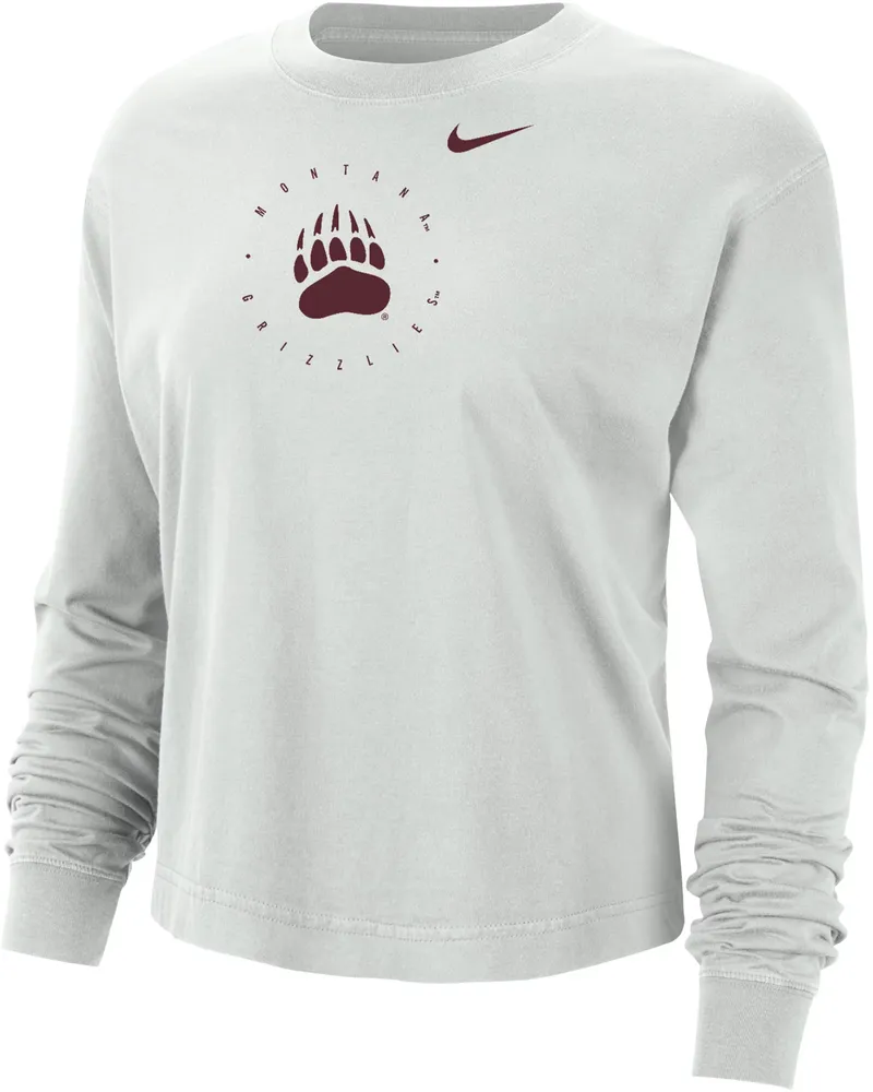 Nike Women's Montana Grizzlies Black Boxy Cropped Long Sleeve T-Shirt