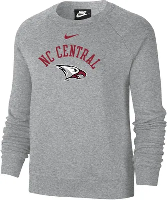 Nike Women's North Carolina Central Eagles GreyGrey Varsity Arch Logo Crew Neck Sweatshirt
