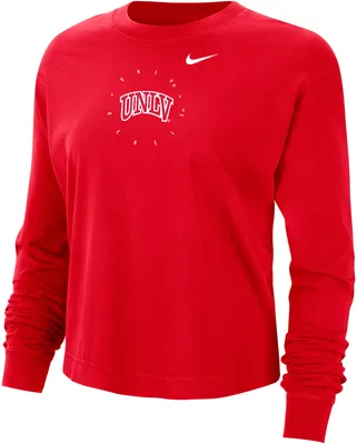 Nike Women's UNLV Rebels Black Boxy Cropped Long Sleeve T-Shirt